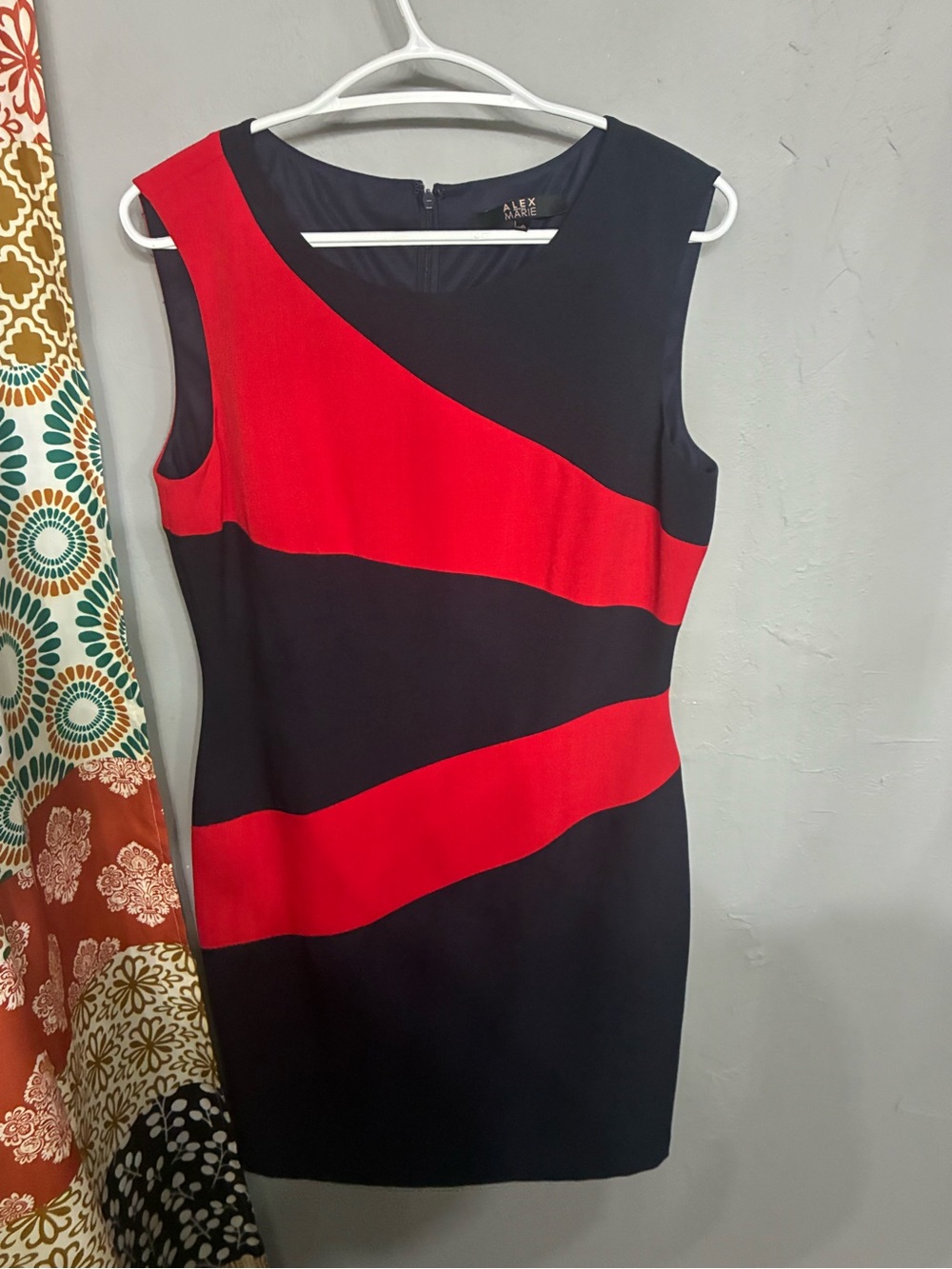 Alex Marie Navy and Red Sleeveless Sheath Dress